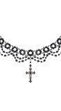Zwarte Geparelde Gothic Ketting met Kruis