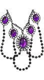 Zwarte Geparelde Nekband met Paarse Juwelen