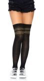 Zwarte Geribbelde Kousen met Gouden Strepen