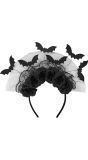 Zwarte Ghotic Hoofdband met Vleermuizen en Rozen