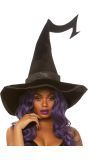 Zwarte Glitter Heksenhoed