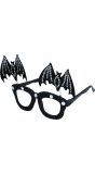 Zwarte Glitter Vleermuis Bril Halloween