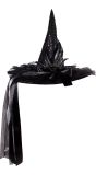 Zwarte Heksenhoed met Sluier Dames Halloween