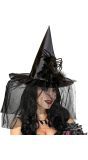 Zwarte Heksenhoed met Tule