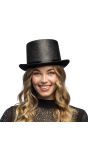 Zwarte Hoge Glitter Hoed