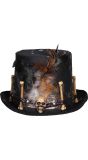 Zwarte Hoge Hoed Bonecollector met Botten Halloween