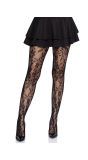 Zwarte Kanten Visnet Panty met Bloemen