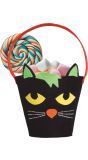 Zwarte Kat Halloween Vilten Snoepemmer
