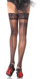 Zwarte Kniekousen met Naad en Kanten Top
