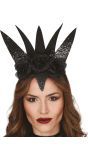 Zwarte Koningin Glitter Tiara met Rozen