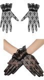 Zwarte Korte Handschoenen Kant Gothic