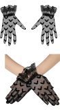 Zwarte Korte Handschoenen Kant Vleermuis