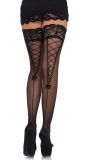 Zwarte Kousen met Kant en Ingeweven Strikje