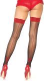 Zwarte Kousen met Rode Strik en Elegante Naad