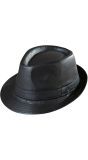 Zwarte Lederlook Fedora