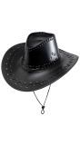 Zwarte Leerlook Cowboyhoed