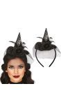 Zwarte Mini Heksenhoedje Haarband met Roos