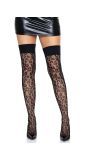Zwarte Netkousen met Luipaardprint