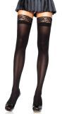 Zwarte Nylon Kniekousen met Kanten Top