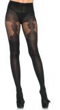 Zwarte Opaque Panty met Ingeweven Bloemen