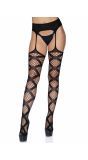 Zwarte Opaque Visnet Kousen met Jarretelgordel