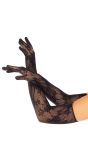 Zwarte Opera Lange Bloemen Net Handschoenen
