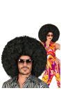 Zwarte Oversized Afro Disco Pruik