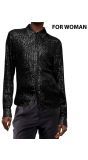 Zwarte Pailletten Blouse Dames
