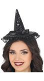 Zwarte Pailletten Minihoed Heks Halloween