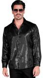 Zwarte Pailletten Party Blouse Heren