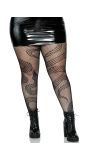 Zwarte Plus Size Visnet Panty met Slangen Patroon