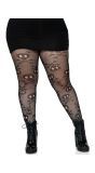 Zwarte Plus Size Visnet Panty Schedel Patroon