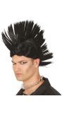 Zwarte Punker Hanenkam Pruik