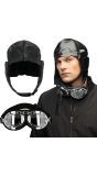 Zwarte Retro Piloot Accessoireset Pet/Helm en Bril