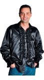 Zwarte Rouches Blouse Mannen