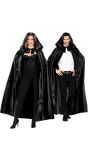 Zwarte Satijnen Cape met Capuchon