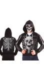 Zwarte Schedel Hoodie met Masker Halloween