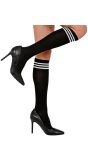 Zwarte Sportkousen met Witte Streep
