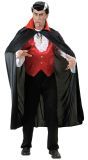 Zwarte Vampier Cape met Rode Kraag