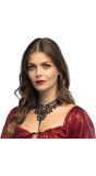 Zwarte Vampier Choker Zwart met Ruby