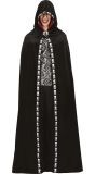 Zwarte Velvet Cape met Doodskoppen 150cm