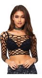 Zwarte Visnet Crop Top
