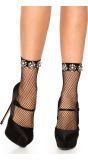 Zwarte Visnet Enkelsokken met Strass Diamantjes