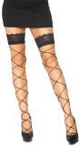 Zwarte Visnet Kousen Grote Mazen met Kant