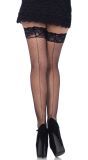 Zwarte Visnet Kousen met Kanten Top