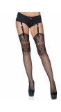 Zwarte Visnet Kousen met Kanten Top en Achternaad
