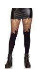Zwarte Visnet Panty Vlammen Patroon