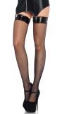 Zwarte Visnetkousen met Vinyl Top