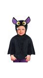 Zwarte Vleermuis Poncho Cape met Capuchon Kinderen 98 cm