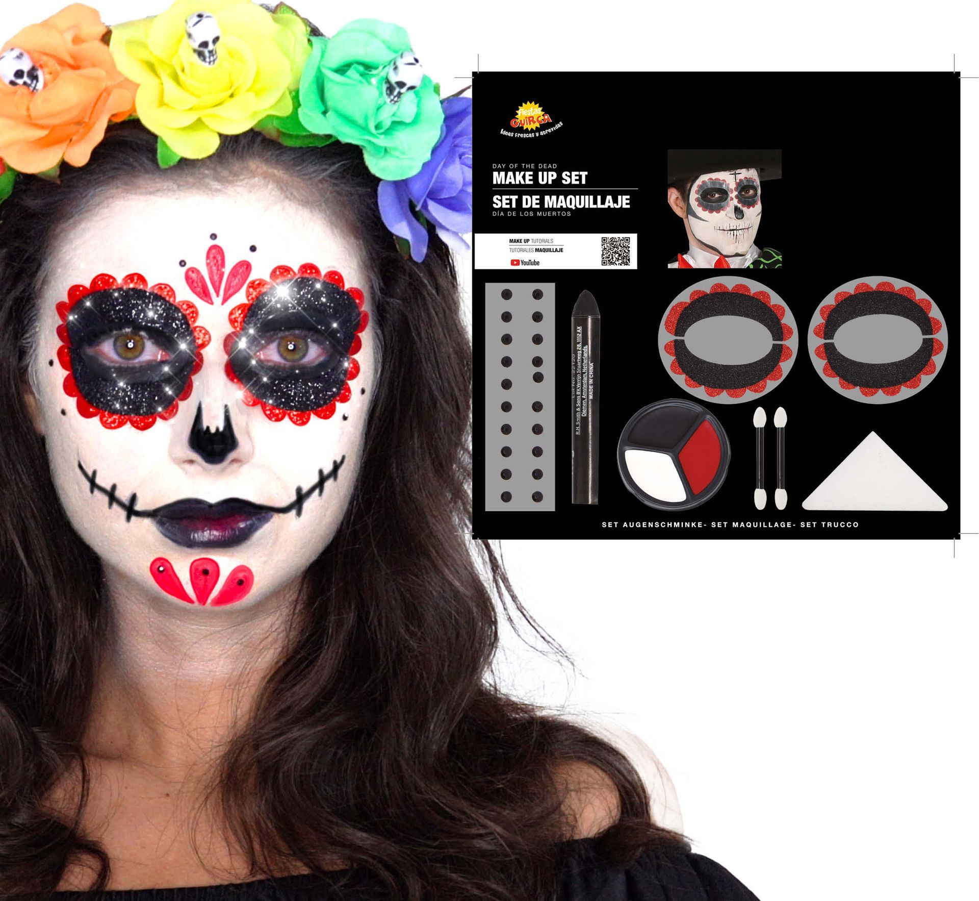 Zwart Dia de los Muertos kant masker voor volwassenen: Maskers,en